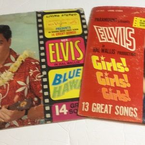 2 Elvis records , blue Hawaiian and girls girls girls